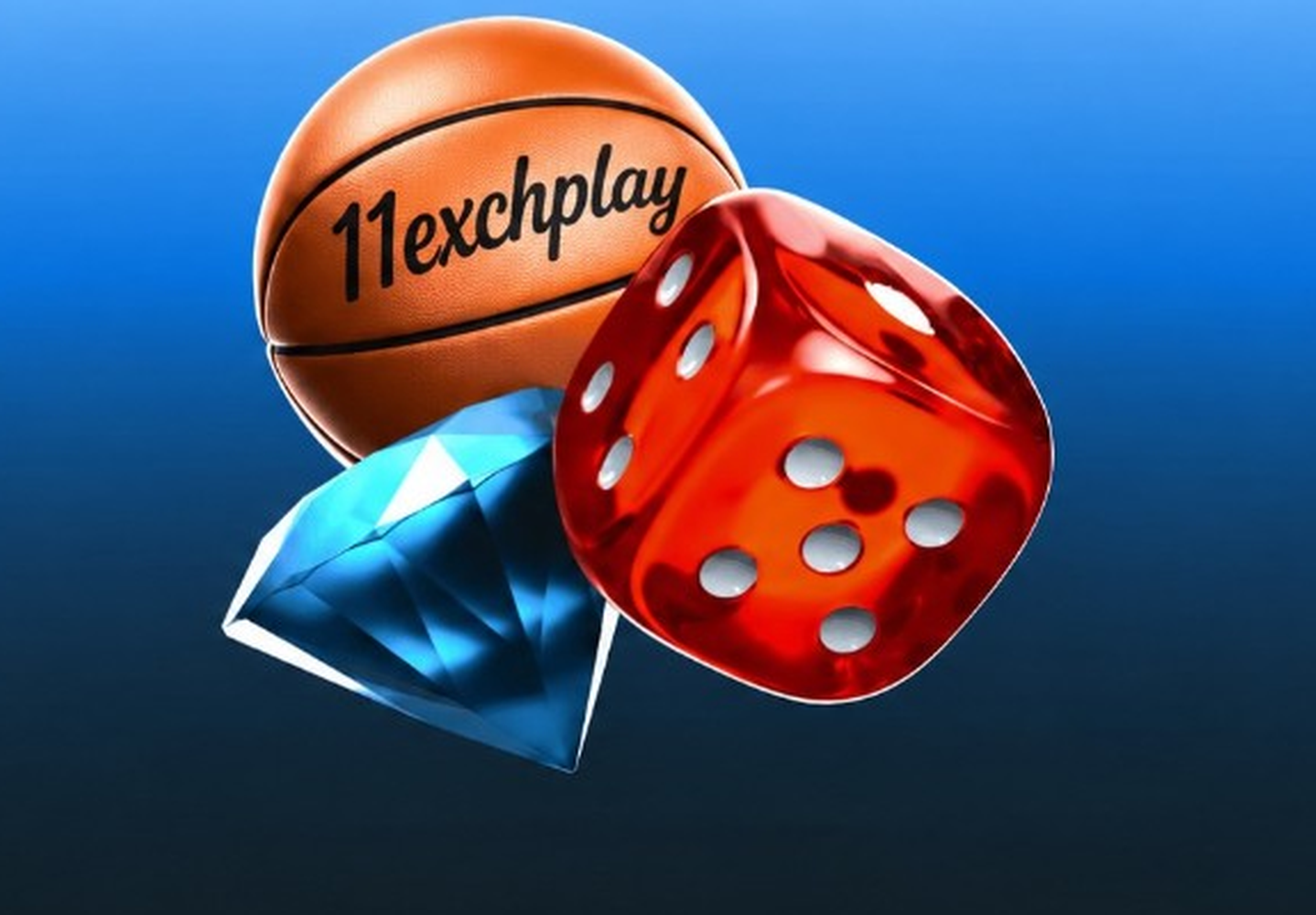 Unauthenticated home page banner for mobile, featuring  a basketball, a diamond and a dice.